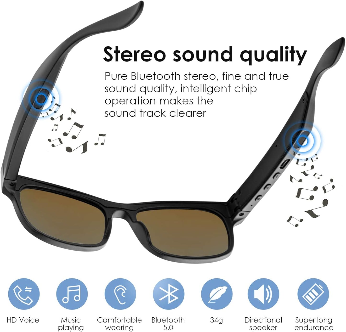 Gafas Inteligentes  Bluetooth con Control Táctil y Protección UV